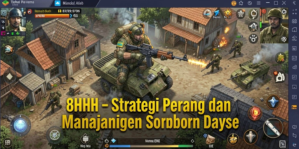 Screenshot gameplay 8HHH yang menunjukkan strategi SLG yang intens.