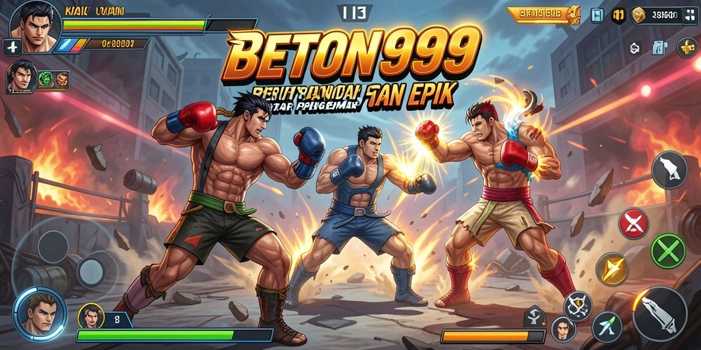Tampilan gameplay pertarungan intens dalam BETON999.