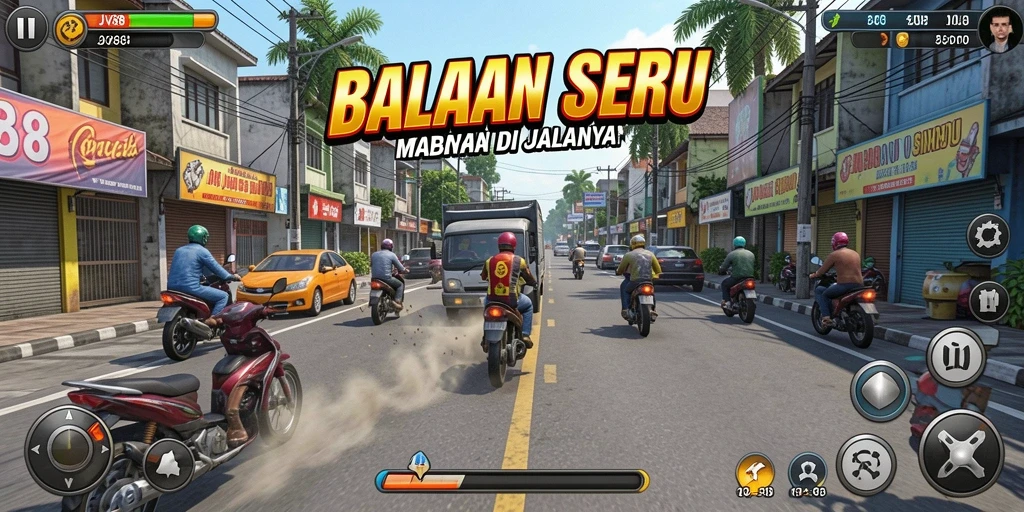 Tampilan gameplay JV88 yang menegangkan dan penuh aksi balap.
